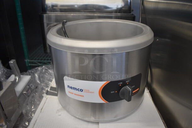 BRAND NEW IN BOX! 2022 Nemco 6101A Stainless Steel Commercial Countertop Soup Kettle Food Warmer. 120 Volts, 1 Phase. 13x13x10. Tested and Working!