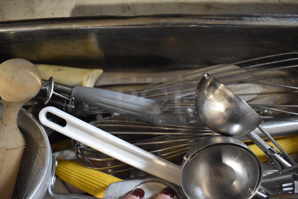 ALL ONE MONEY! Lot of Various Utensils 
Including Dishers in Stainless Steel Full Size Drop In Bin.  - Image 2 of 4