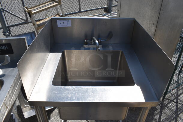 Stainless Steel Commercial Single Bay Sink w/ Faucet, Handles and Side Splash Guards. 24x23x44 - Image 2 of 4