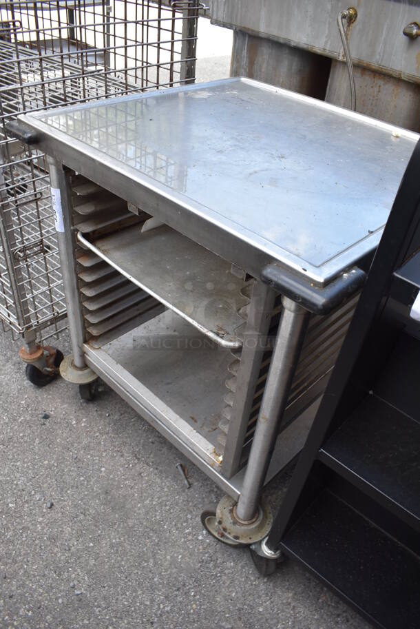 Stainless Steel Table w/ Pan Rack on Commercial Casters. - Image 2 of 3