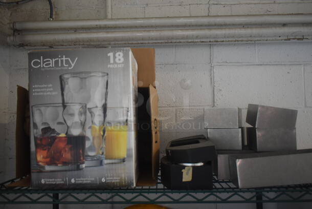 ALL ONE MONEY! Tier Lot of Various Items Including Metal Bins and Beverage Glasses - Image 1 of 5