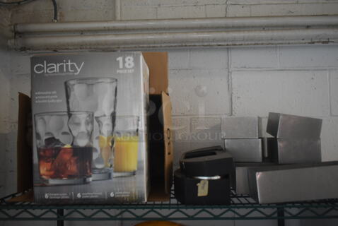 ALL ONE MONEY! Tier Lot of Various Items Including Metal Bins and Beverage Glasses