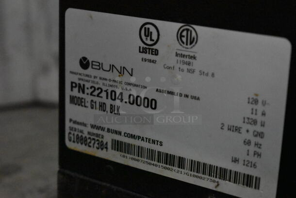 2016 Bunn G1 HD Metal Commercial Countertop Coffee Bean Grinder. 120 Volts, 1 Phase. Tested and Working! - Image 10 of 10