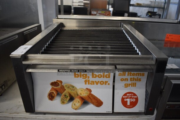 Star Stainless Steel Commercial Countertop Hot Dog Roller Grill w/ Bun Storage Bin. 120 Volts, 1 Phase. 24x28.5x12. Tested and Working!