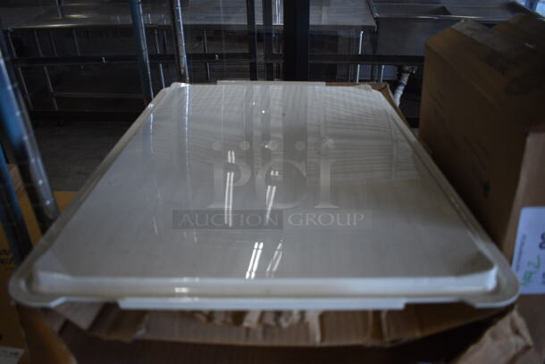 13 BRAND NEW IN BOX! White Poly Dough Bin Lids. 18x26x1. 13 Times Your Bid!