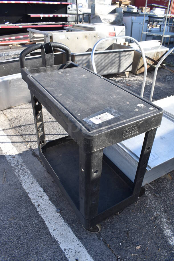 Rubbermaid Black Poly 2 Tier Cart on Commercial Casters. 17x39x39 - Image 2 of 4