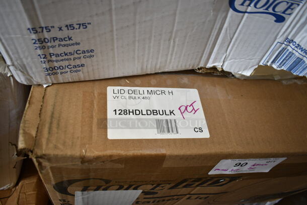 PALLET LOT of 26 BRAND NEW Boxes Including 375STM85BK GET STM-85-BK 8 1/2" Black Polypropylene Round Steamer Set - 12/Pack, 347TCL12 Choice 12 oz. Clear Disposable Plastic Tumbler - 500/Case, 127CH Choice 4 oz. Clear RPET Hinged Deli Container - 400/Case, 130HBKCUTFW Visions Individually Wrapped Black Heavy Weight Plastic Fork - 1000/Case, 999SP10BK Visions Florence 10" Square Black Plastic Plate, 50012W Choice 12 oz. White Poly Paper Hot Cup - 1000/Case, 128HDLDBULK ChoiceHD Microwavable Translucent Plastic Deli Container Lid - 480/Case, 129MCR50B Choice 48 oz. Black Round Microwavable Heavy Weight Container with Lid 9" - 150/Case, 95TO953WHTU Choice 9" x 5" x 3" White Take Out Lunch Box / Chicken Box with Tuck Top - 250/Case. 26 Times Your Bid!  - Image 12 of 12
