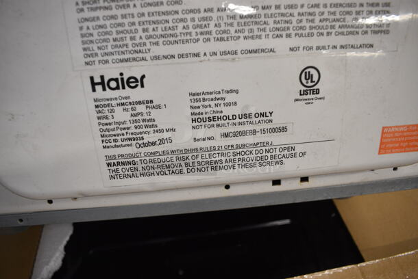 Haier HMC20BEBB Metal Microwave Oven. 120 Volts, 1 Phase. 19x14x11 - Image 5 of 5