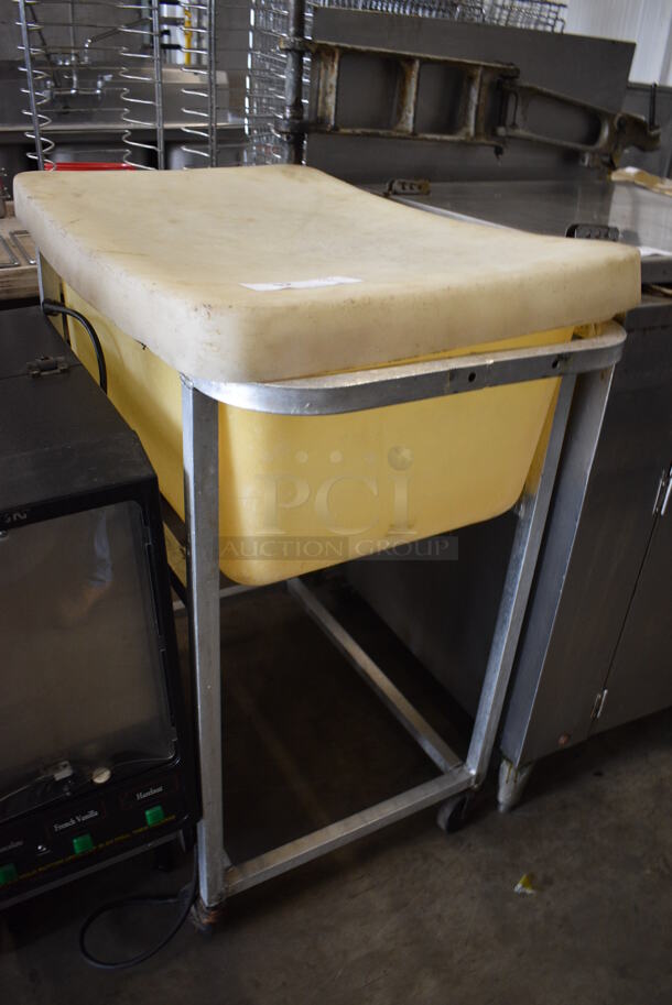 Metal Commercial Cart w/ White Poly Ingredient Bin on Commercial Casters. 20x31x36.5 - Image 4 of 6