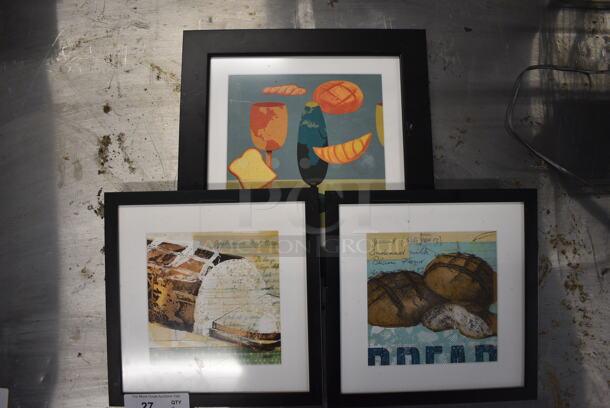 3 Framed Pictures of Various Bread Loaves. 13x1x13, 16x1x16. 3 Times Your Bid!