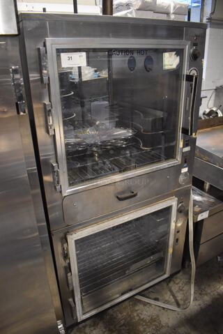 Stainless Steel Commercial Revolving Tray Oven on Commercial Casters. 36x32x74