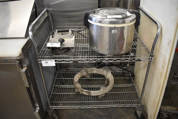 Stainless Steel Commercial Metro Style 2 Tier Cart w/ 2 Push Handles on Commercial Casters. Content Not Included. 37x24x39.