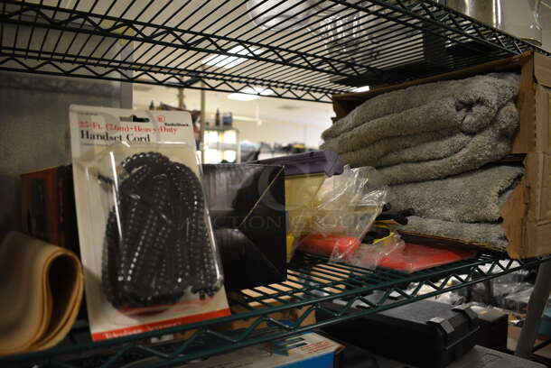 ALL ONE MONEY! Tier Lot of Various Items Including Towels, Handset Cord, Organizing Ties, Squeegees With Rubber Blade, and Estate Wine Toe - Image 1 of 6