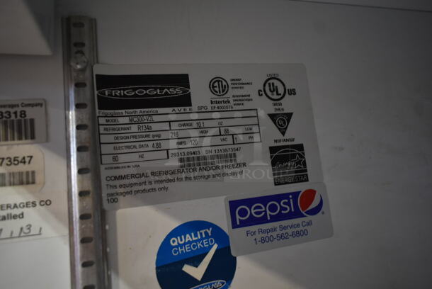 Frigoglass MC300-V2L Metal Commercial Single Door Reach In Cooler Merchandiser w/ Poly Coated Racks on Commercial Casters. 115 Volts, 1 Phase.  Tested and Working! - Image 4 of 4