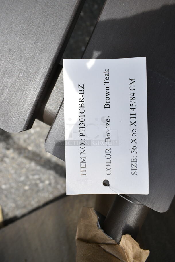 20 BRAND NEW! BFM Seating PH301CBR-BZ Brown Outdoor Dining Height Chair w/ Arm Rests. 20 Times Your Bid! - Image 4 of 4