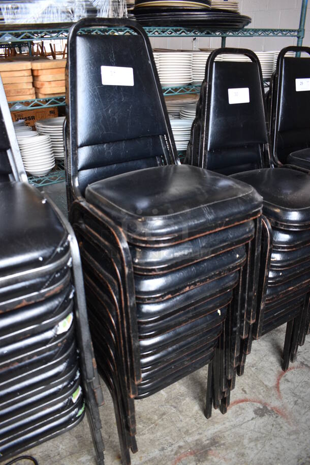 9 Black Metal Stackable Banquet Chairs w/ Black Cushions. 18x20x34. 9 Times Your Bid! - Image 3 of 4