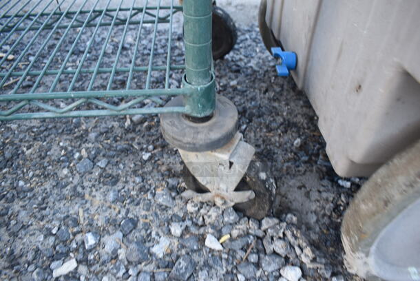 Green Finish 4 Tier Wire Shelving Unit w/ Metal Wire Baskets on Commercial Casters. BUYER MUST DISMANTLE. PCI CANNOT DISMANTLE FOR SHIPPING. PLEASE CONSIDER FREIGHT CHARGES. 60x18x93 - Image 4 of 4