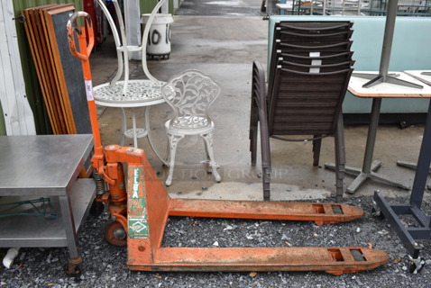Elda PAL5-2748 Orange Metal Commercial Pallet Jack. 62x27x50