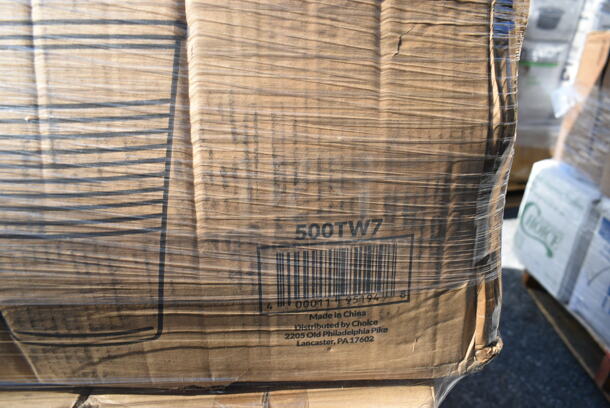 PALLET LOT of 27 BRAND NEW Boxes Including 612613245HD Choice Half Size Heavy-Duty Foil Steam Pan Deep 2 9/16" Depth - 100/Case, 130WSPOON Choice Medium Weight White Plastic Teaspoon - 1000/Case, 500CC32LEM Carnival King 32 oz. PET Lemonade Cup - 500/Case, 128HD8COMBO Choice Heavy Duty 8 oz. Microwavable Translucent Plastic Deli Container and Lid Combo Pack - 240/Case, 130WBKFORKH Choice Black Heavy Weight Wrapped Plastic Fork - 1000/Case, 130BKFKSNSPH Choice Black Heavy Weight Wrapped Plastic Cutlery Pack with Napkin and Salt and Pepper Packets - 500/Case, 500TW7 Choice 8" Clear Round Plastic Dome Lid - 500/Case, 2 Box 129MCS242CB Choice 30 oz. Black 8 3/4" x 6" x 2 3/4" 2-Compartment Rectangular Microwavable Heavy Weight Container with Lid - 150/Case, 2 Box Genpak 26600 13" x 4 1/2" x 3" White Extra Large Hinged Lid Foam Hoagie / Sub Container - 200/Case, 127SB24COMBO Choice 24 oz. Clear Plastic Salad Bowl with Lid - 150/Case, 2 Box RWP0022C300 Square Kova Cups, 127DM12BULK Choice 12 oz. Ultra Clear PET Plastic Round Deli Container - 500/Case, 612P558 Choice 8" Clear Round Plastic Dome Lid - 500/Case. 27 Times Your Bid!  - Image 12 of 12