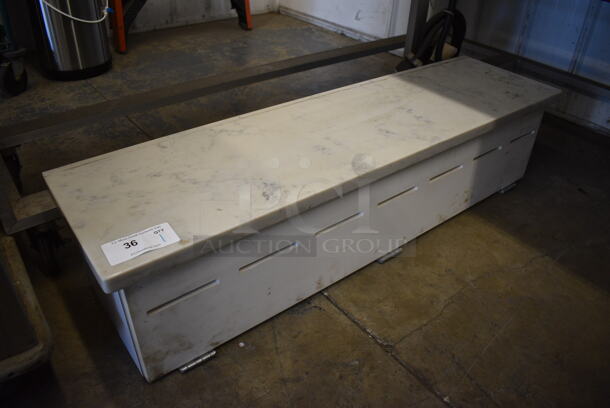 White 7 Cubby Box w/ Stone Countertop. 40x13x11