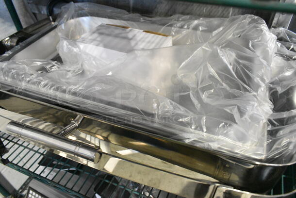 3 BRAND NEW SCRATCH AND DENT! Acopa 922EC15CHROM Supreme 8 Qt. Full Size Chrome Accent Roll Top Chafer. 3 Times Your Bid!  - Image 5 of 8