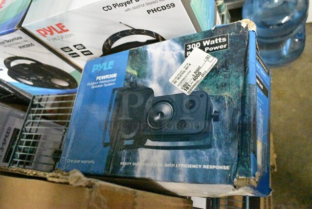6 Various Items Including Pyle PT694BT.5 5.2-Channel Hi-Fi Bluetooth Stereo Amplifier 1000 Watt AV Home Speaker Subwoofer Sound Receiver w/Radio, Pyle PKSCRD308 Compact Pro Live Broadcast Sound Card, Pyle PDWR30B Outdoor Waterproof Speaker System, 2 Pyle PHCD59 CD Player Boombox. 6 Times Your Bid!  - Image 5 of 7