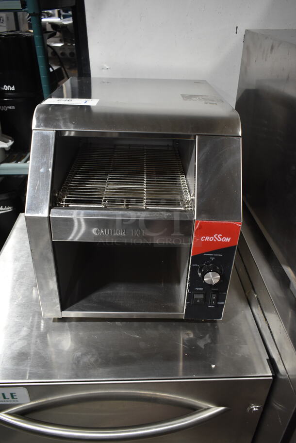 BRAND NEW SCRATCH AND DENT! 2024 Crosson CCT-500 Stainless Steel Commercial Countertop Electric Powered Conveyor Toaster Oven. 120 Volts, 1 Phase. Tested and Working!