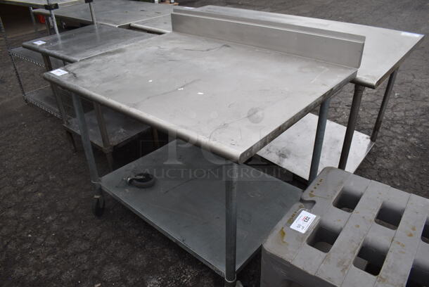 Stainless Steel Table w/ Back Splash and Under Shelf on Commercial Casters. 48x36x42