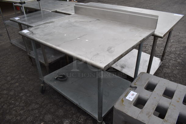 Stainless Steel Table w/ Back Splash and Under Shelf on Commercial Casters. 48x36x42 - Image 1 of 4