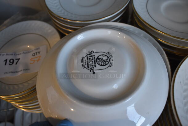 48 White Ceramic Saucers w/ Gold Line on Rim. 5.75x5.75x1. 48 Times Your Bid! - Image 3 of 4