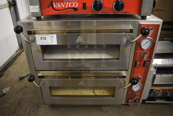 Avantco 177DPO18DD Stainless Steel Commercial Countertop Electric Powered Double Deck Pizza Oven w/ Cooking Stones. 240 Volts, 1 Phase. 28x23x26