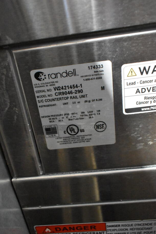 2021 Randell CR9046-290 Stainless Steel Commercial Refrigerated Rail. 115 Volts, 1 Phase. Tested and Working! - Image 4 of 4