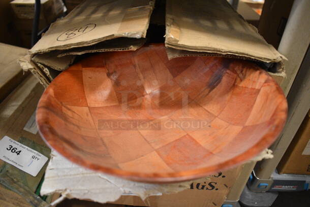 ALL ONE MONEY! Lot of 84 BRAND NEW Wood Pattern Bowls. 10x10x2.5