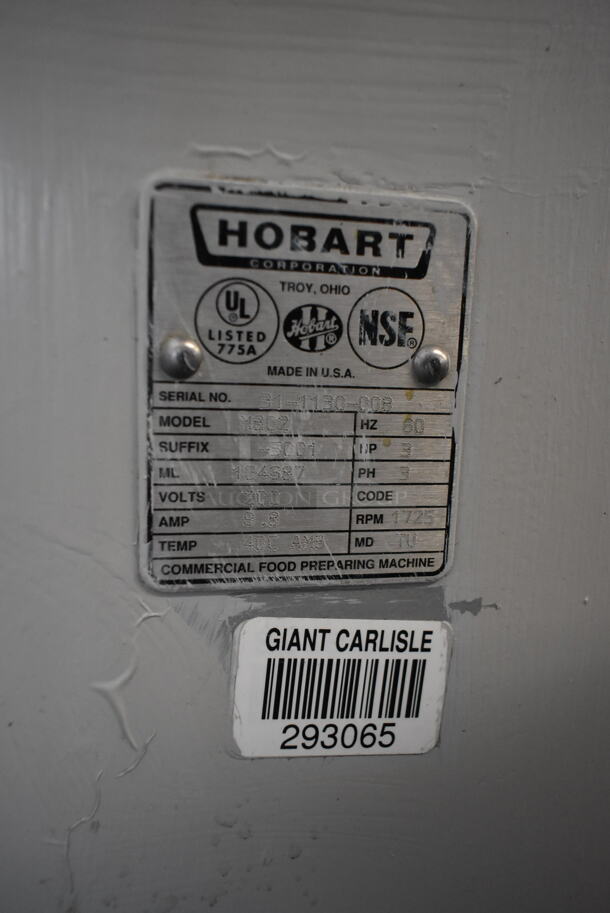 Hobart M802 Metal Commercial Floor Style 80 Quart Planetary Dough Mixer w/ Bowl Guard and Mixing Bowl Dolly. 200 Volts, 3 Phase.  - Image 9 of 9