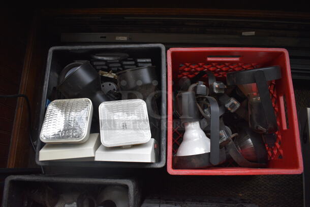 ALL ONE MONEY! Lot of 6 Bins of Various Items Including Lights. BUYER MUST REMOVE. (Susquehanna Ale House) - Image 2 of 5