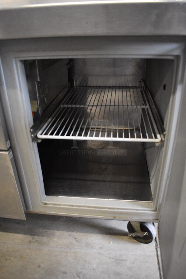 Randell Stainless Steel Commercial Pizza Prep Table w/ 4 Drawers and 1 Door on Commercial Casters. 89x34x44. Tested and Working! - Image 6 of 7
