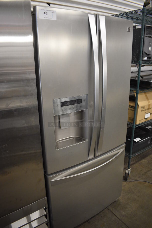 Kenmore Elite Model 795.71036.010 Chrome Finish French Style Door Cooler w/ Lower Freezer Combo Unit. 115 Volts, 1 Phase. 33x33x70. Tested and Powers On But Does Not Get Cold - Image 3 of 9