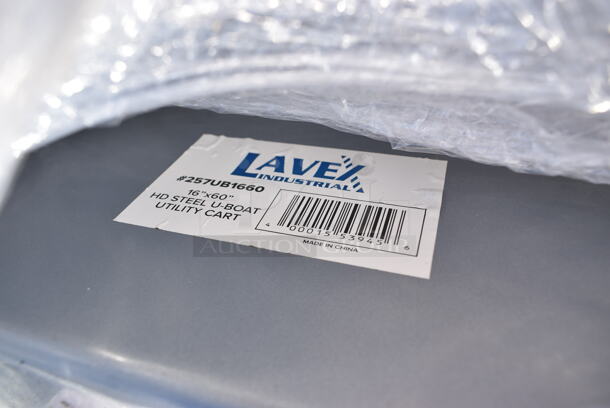 2 BRAND NEW SCRATCH AND DENT! Items; Lavex 503HDTH600BL 600 lb. Blue Hand Truck With 10" Solid Rubber Wheels and Lavex 257UB1660 16" x 60" Heavy-Duty Steel U-Boat Utility Cart - 2000 lb. Capacity. 2 Times Your Bid! - Image 4 of 4