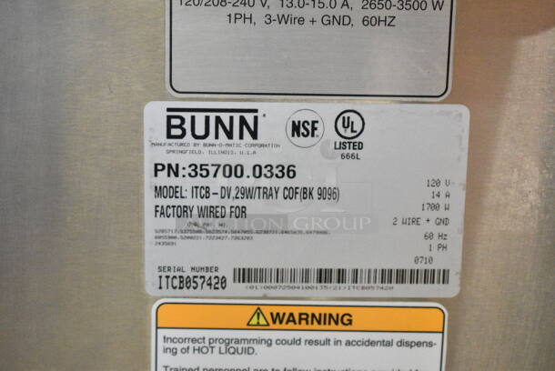 Bunn ITCB-DV Stainless Steel Commercial Countertop Iced Tea Machine w/ Hot Water Dispenser and Poly Brew Basket. 120 Volts, 1 Phase.  - Image 6 of 6