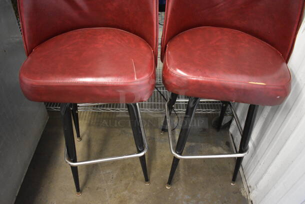 2 Maroon Bar Height Swivel Chairs. 20x20x45. 2 Times Your Bid! - Image 2 of 2