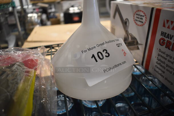 ALL ONE MONEY! Lot of 2 BRAND NEW! White Poly Funnels. 7x6x6 - Image 2 of 2
