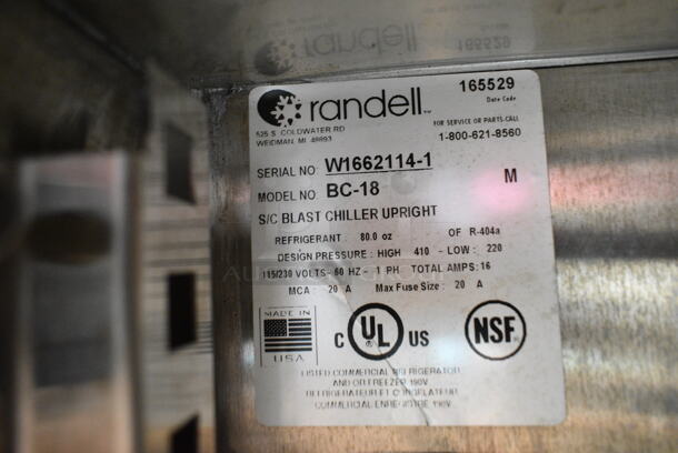 2017 Randell BC-18 Stainless Steel Commercial Blast Chiller w/ 4 Probes. 115/230 Volts, 1 Phase. - Image 8 of 8