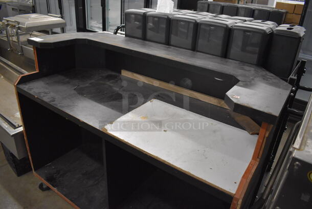 Wood Pattern Portable Bar on Commercial Casters. 61x29x48 - Image 2 of 10