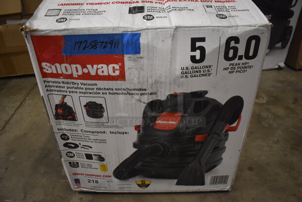 BRAND NEW IN BOX! Shop-Vac 5872911 5 Gallon 6.0 Peak HP Portable Polyethylene Wet / Dry Vacuum with Tool Kit. 16x17x17. Tested and Working! - Image 11 of 12