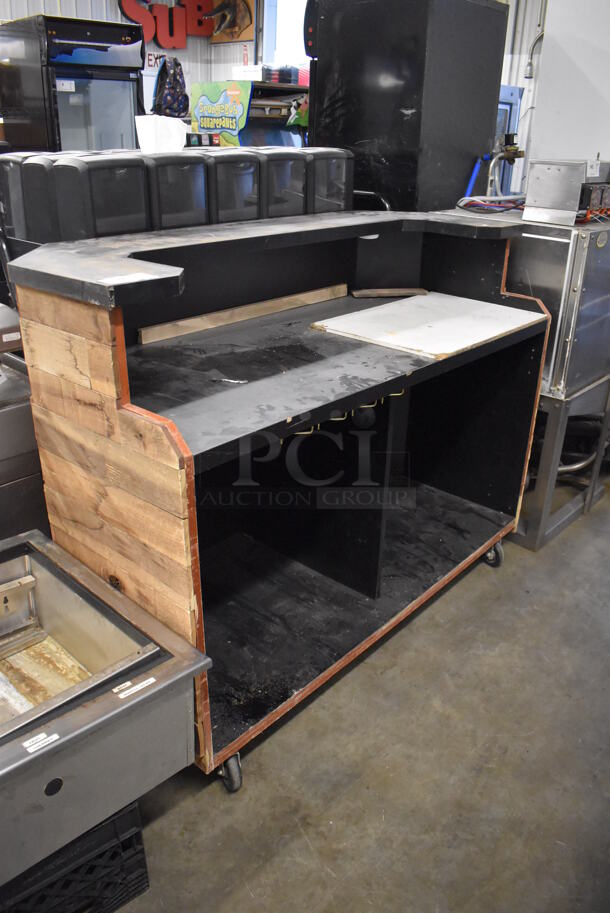 Wood Pattern Portable Bar on Commercial Casters. 61x29x48 - Image 5 of 10
