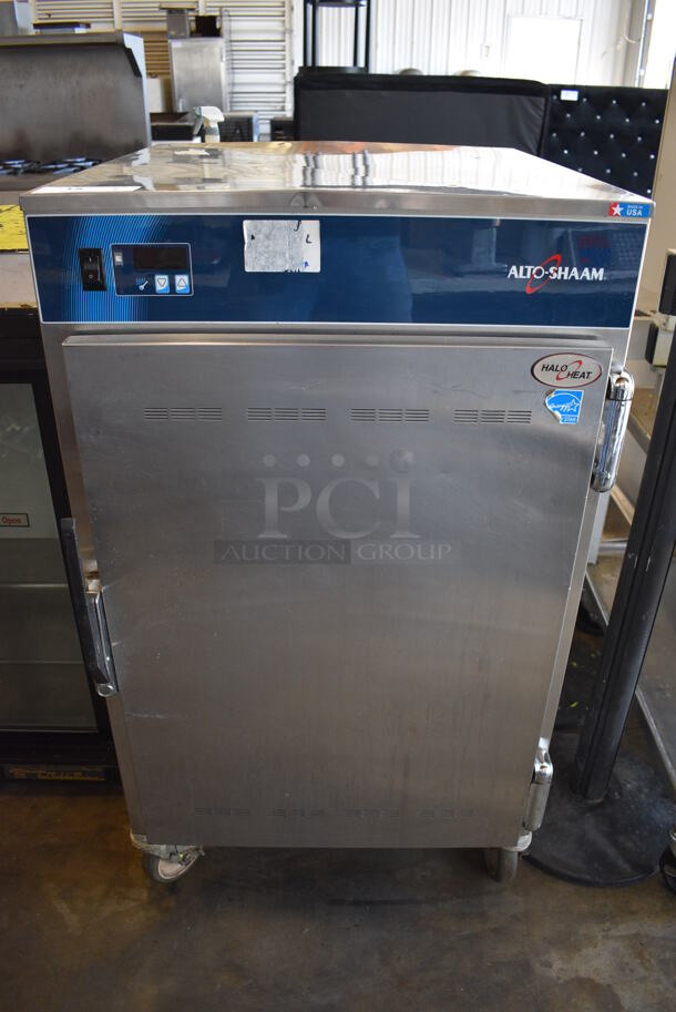 2012 Alto Shaam Model 1200-S/SR Stainless Steel Commercial Heated Holding Cabinet on Commercial Casters. 208-240 Volts, 1 Phase. 25x29x44