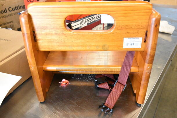 2 BRAND NEW SCRATCH AND DENT! Items Including Lancaster Table & Seating 164WDBSTWAL Unassembled Wooden Booster Seat with Walnut Finish and Lancaster Table & Seating Unassembled Wooden Booster Seat with Mahogany Finish. 2 Times Your Bid!   - Image 3 of 8