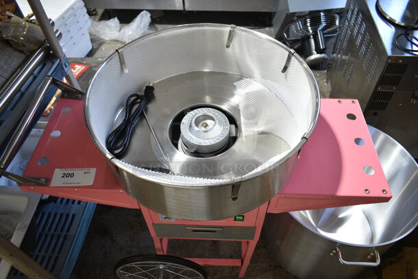 BRAND NEW SCRATCH AND DENT! 2023 Carnival King 382CCM21CT Cotton Candy Machine with 21" Stainless Steel Bowl and Cart. 110 Volts, 1 Phase.  - Image 3 of 8