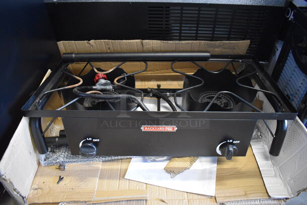 BRAND NEW SCRATCH AND DENT! Backyard Pro Metal Commercial Countertop Propane Gas Powered 2 Burner Range. 31x16x8 - Image 1 of 7
