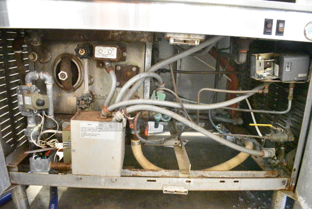 Cleveland Stainless Steel Commercial Natural Gas Powered 2 Deck Steam Cabinet w/ Cleveland KDT-6T Countertop 6 Quart Tilting Steam Kettle.  - Image 7 of 9